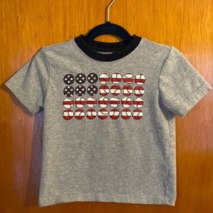 Gymboree TShirt - Grey with Baseball Flag - Size:2T